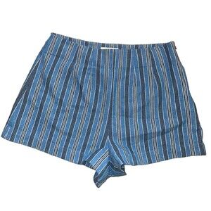 DOEN Women's Carleto Shorts size 4 NWOT Organic Cotton Indigo Stripe High Waist